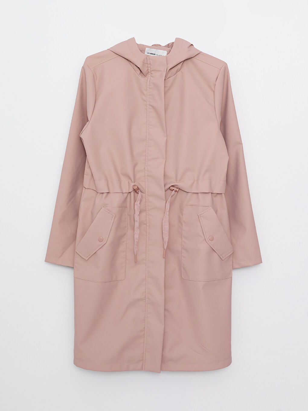 Женский однотонный дождевик с капюшоном-6