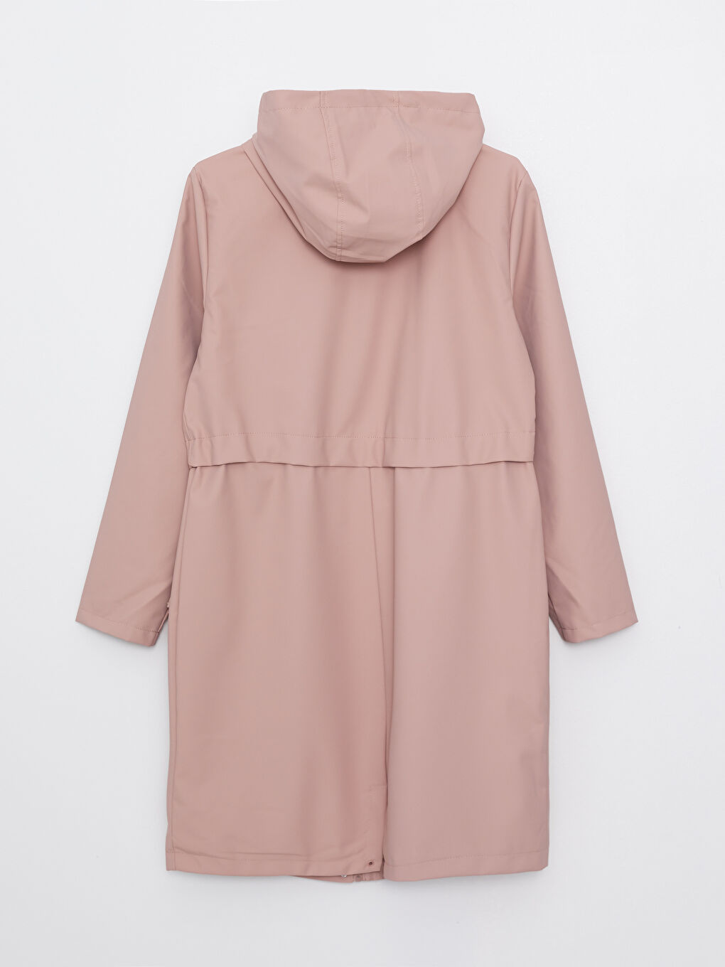 Женский однотонный дождевик с капюшоном-7
