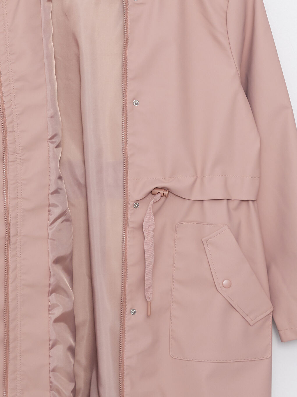 Женский однотонный дождевик с капюшоном-8