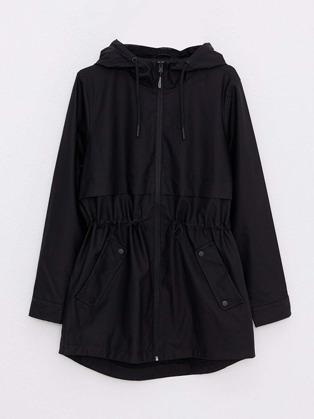 Әйелдерге арналған капюшонды өрнексіз жаңбырға арналған күрте-6