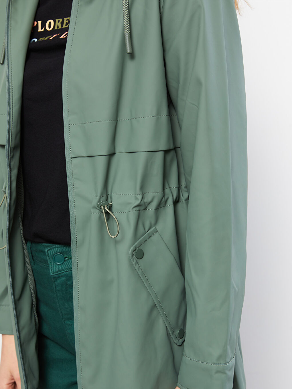 Impermeabil Simplu cu Glugă pentru Femei-3