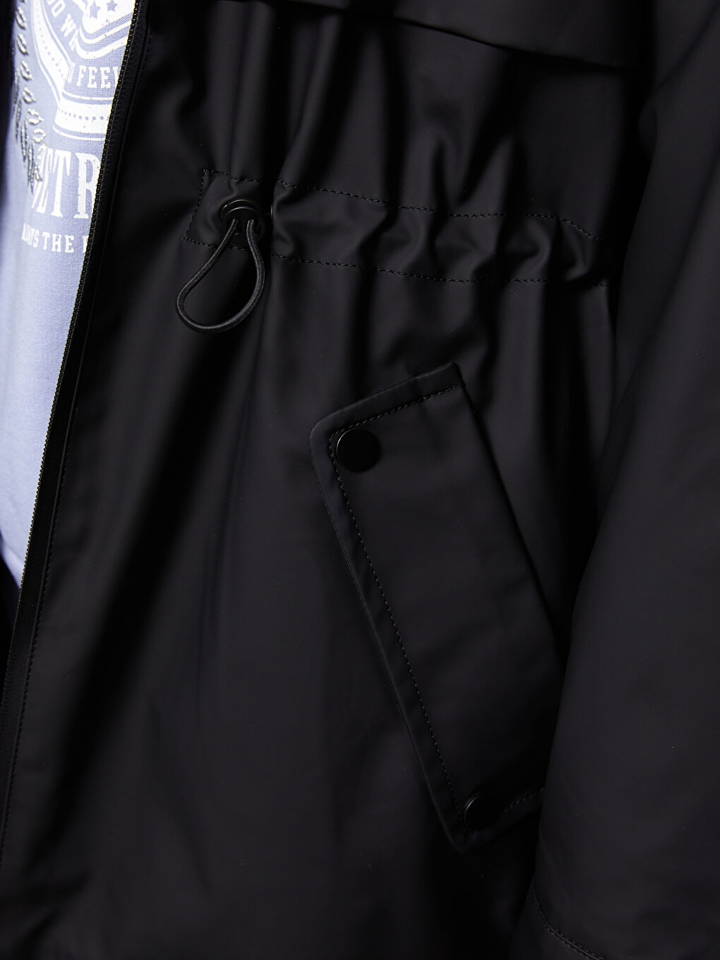 Әйелдерге арналған капюшонды өрнексіз жаңбырға арналған күрте-3