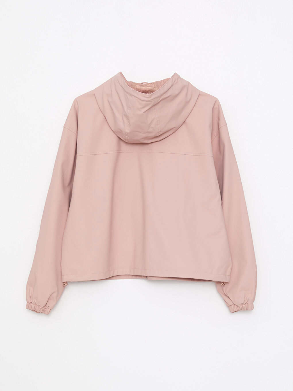 Женский однотонный дождевик с капюшоном-4