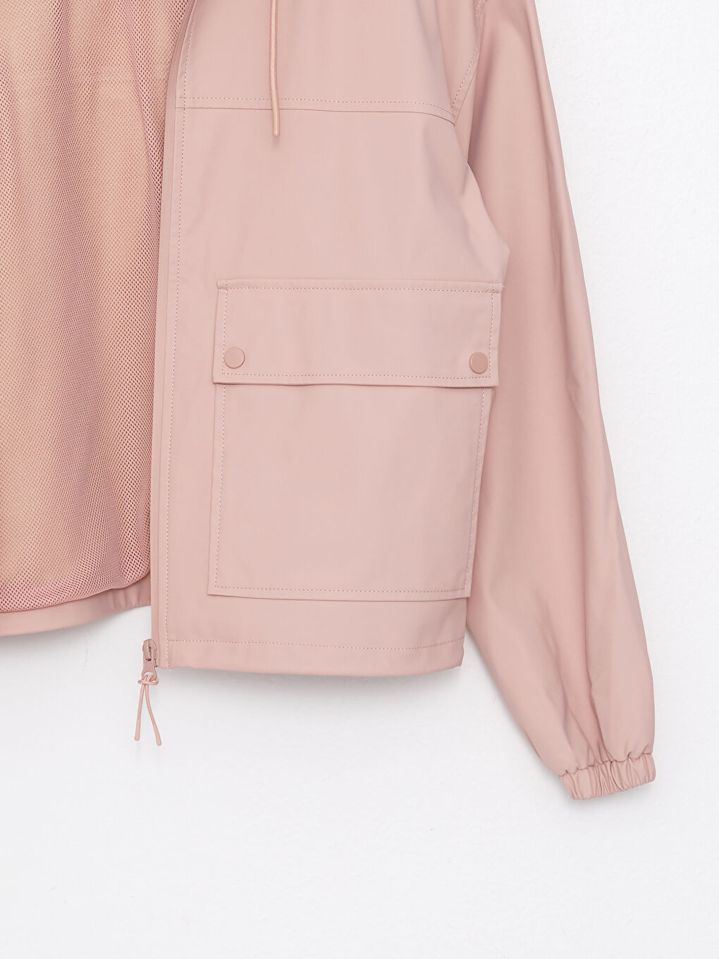 Женский однотонный дождевик с капюшоном-5