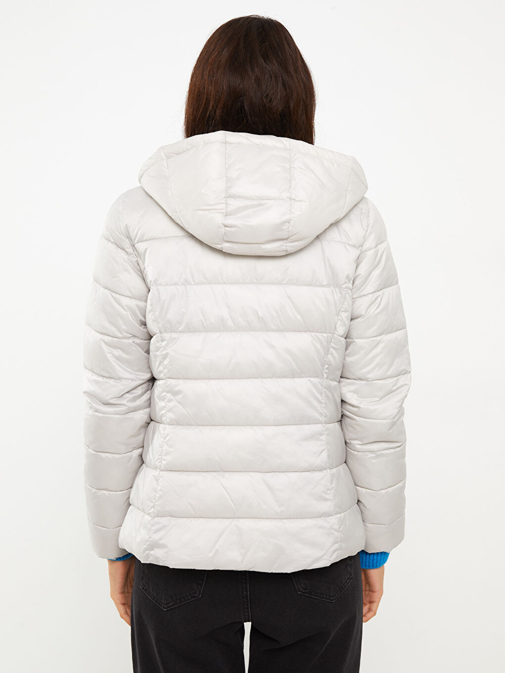 Women's Hooded Plain Puffer Coat-5