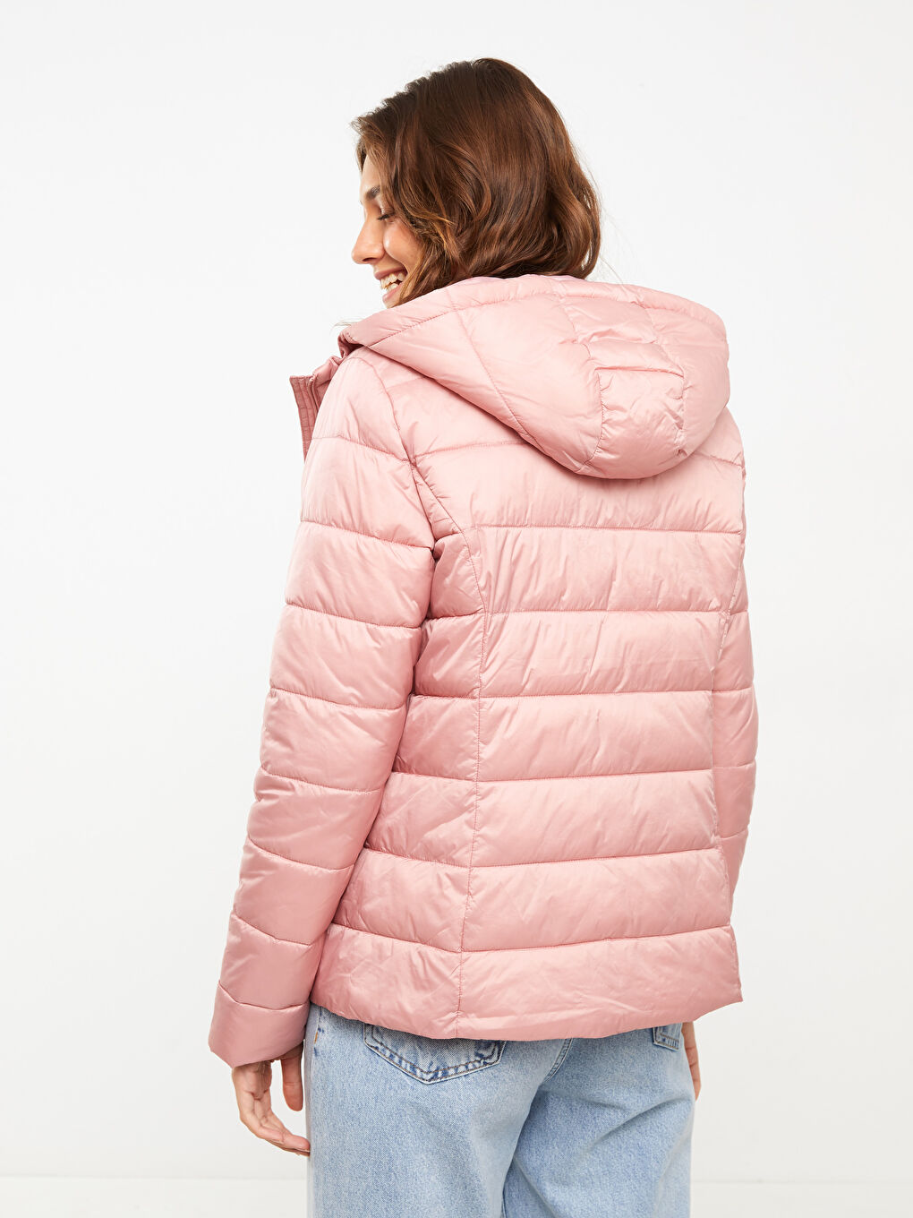 Women's Hooded Plain Puffer Coat-5