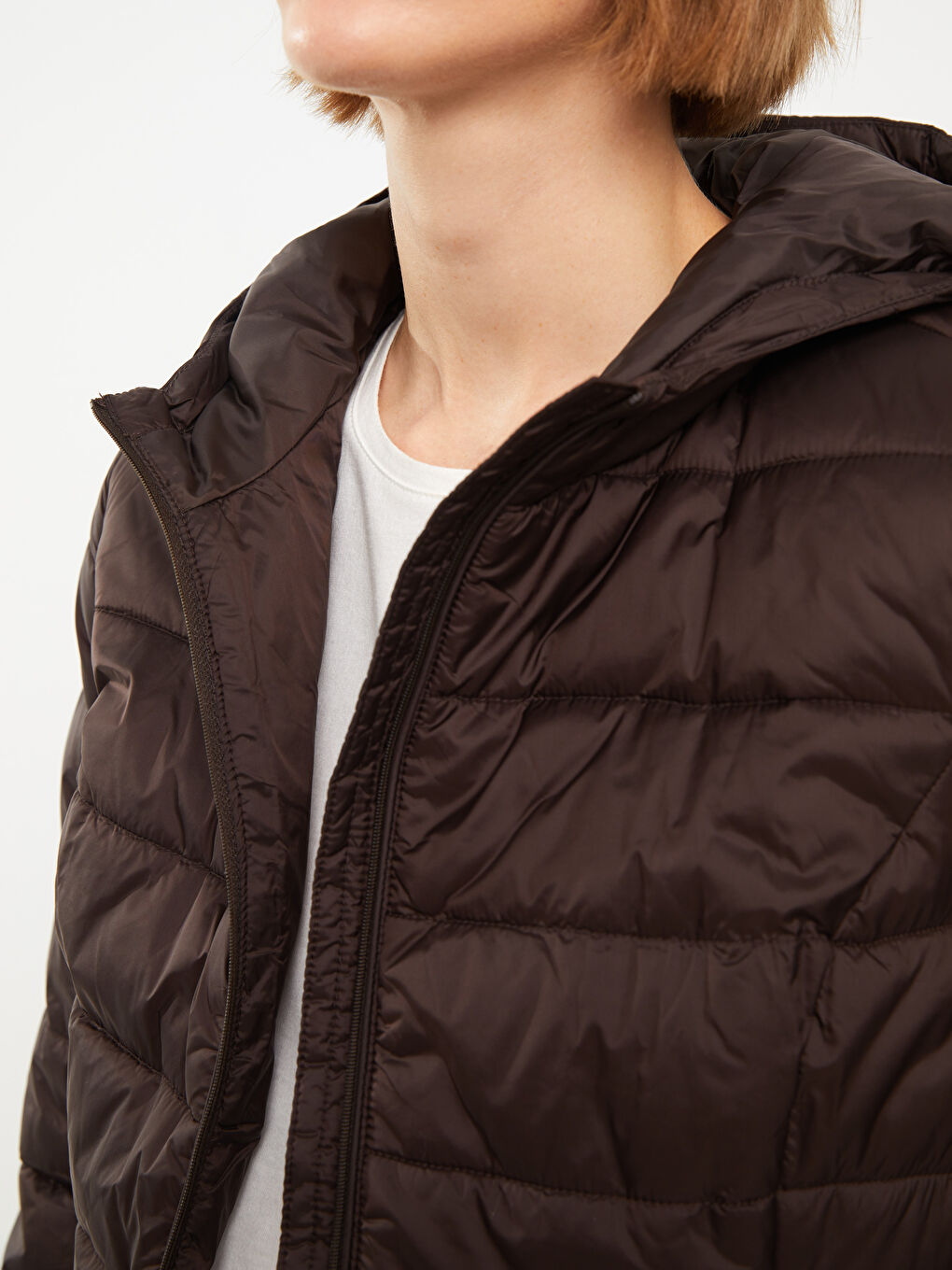 Women's Hooded Plain Puffer Coat-3