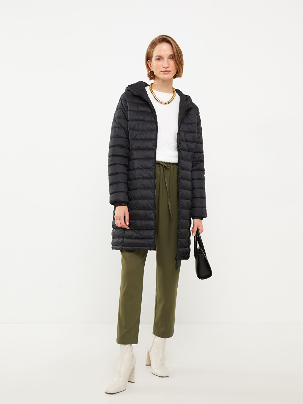 Women's Hooded Plain Puffer Coat