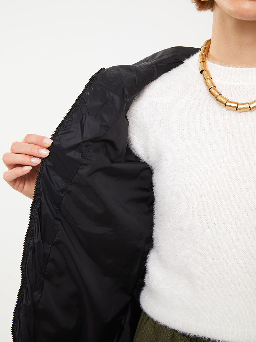 Women's Hooded Plain Puffer Coat-4