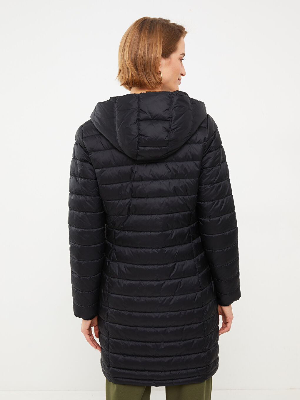 Women's Hooded Plain Puffer Coat-6
