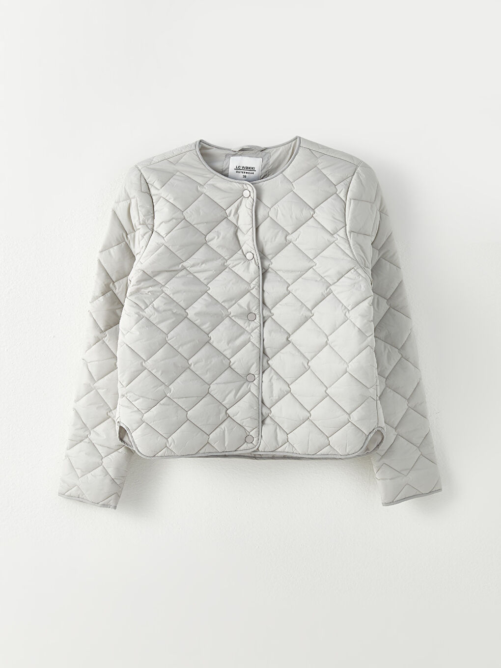 Crew Neck Quilted Patterned Long Sleeve Women's Down Jacket-6