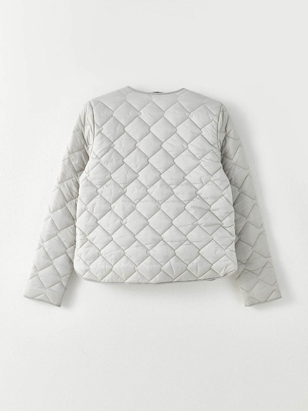 Crew Neck Quilted Patterned Long Sleeve Women's Down Jacket-7