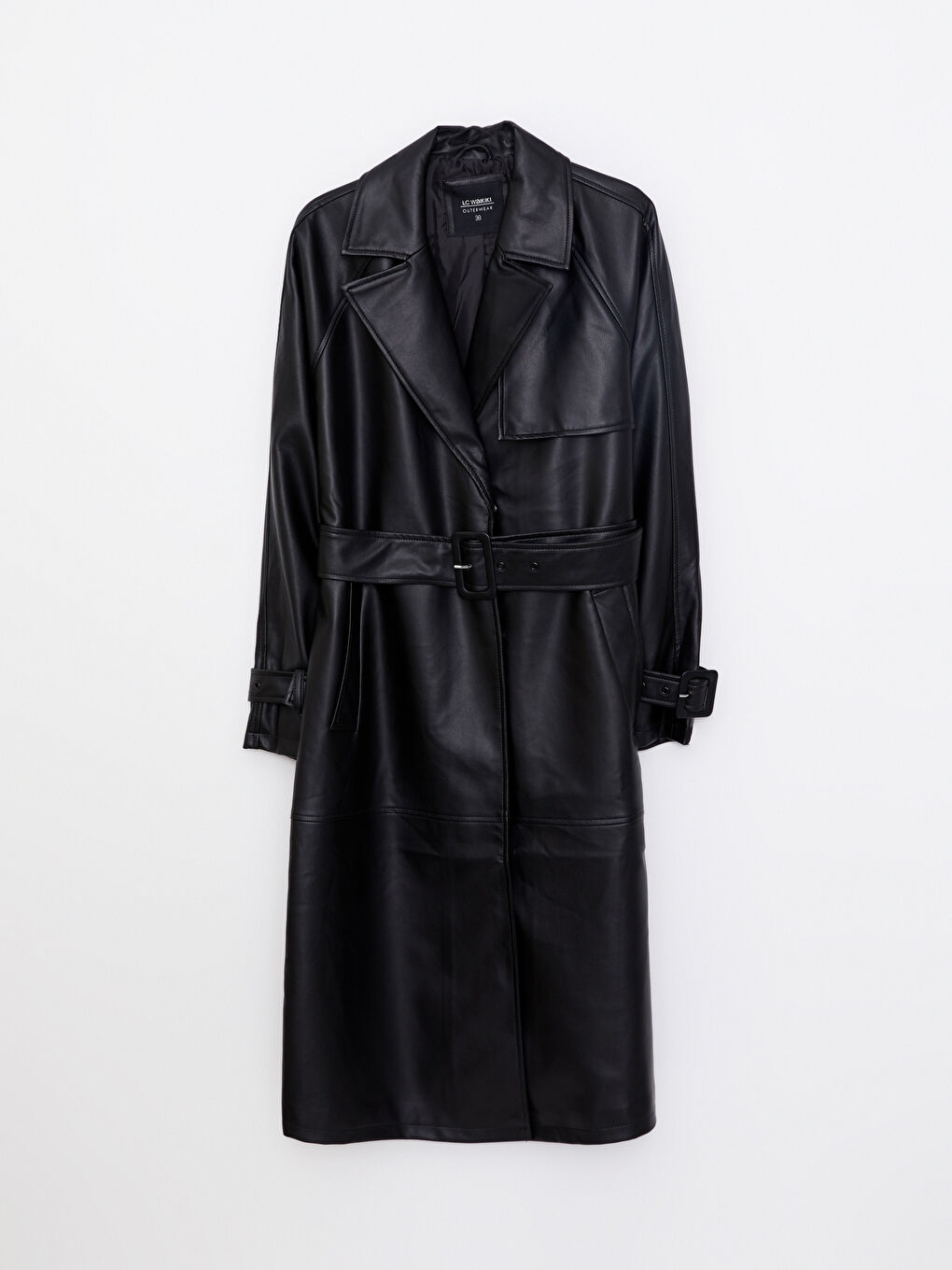 Jacket Neck Women's Faux Leather Coat-6