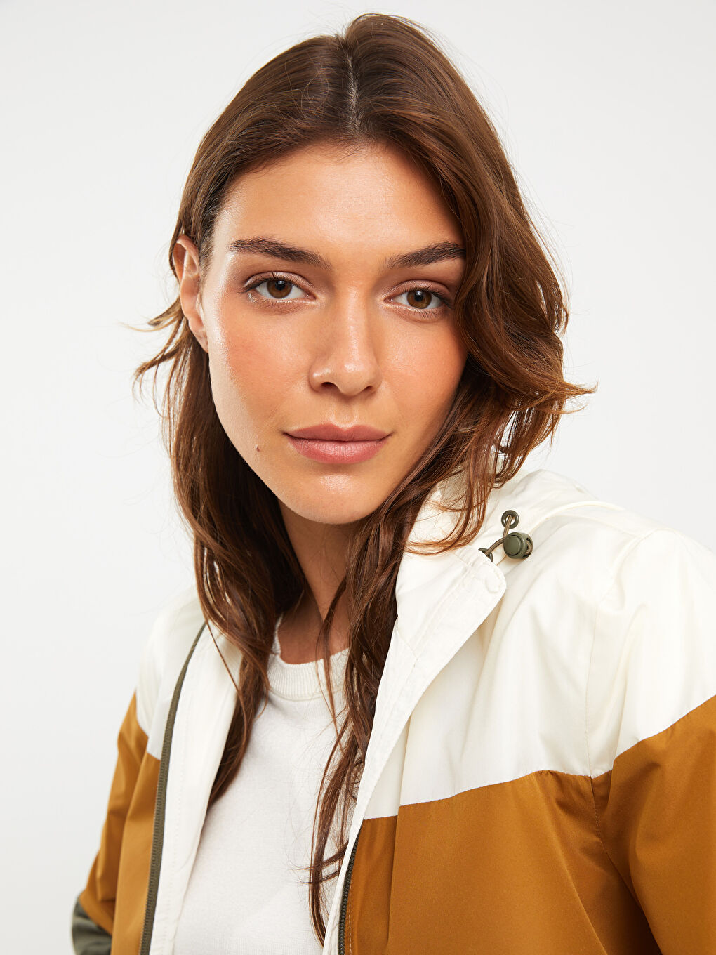 Hooded Color Block Women's Raincoat-3