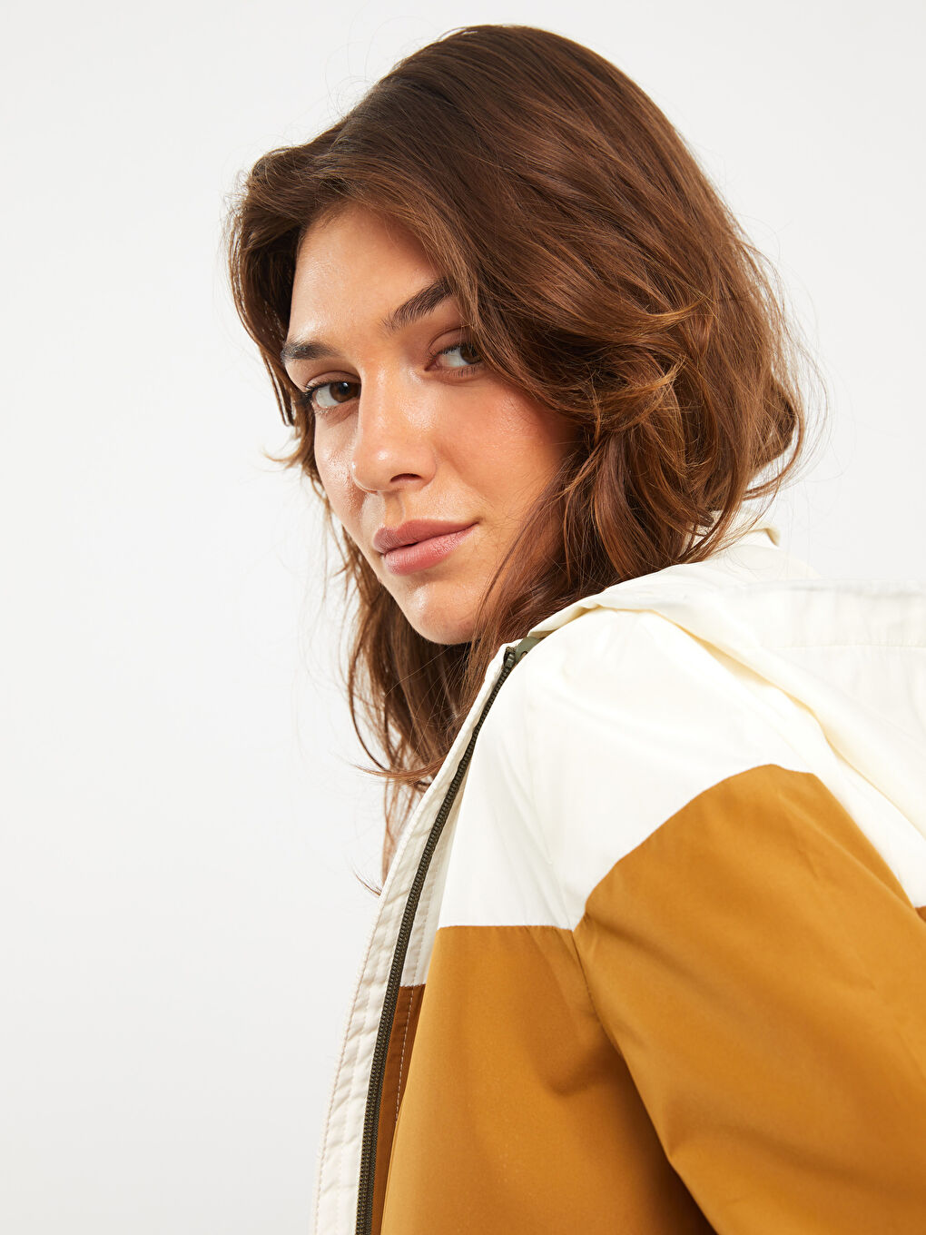 Hooded Color Block Women's Raincoat-4