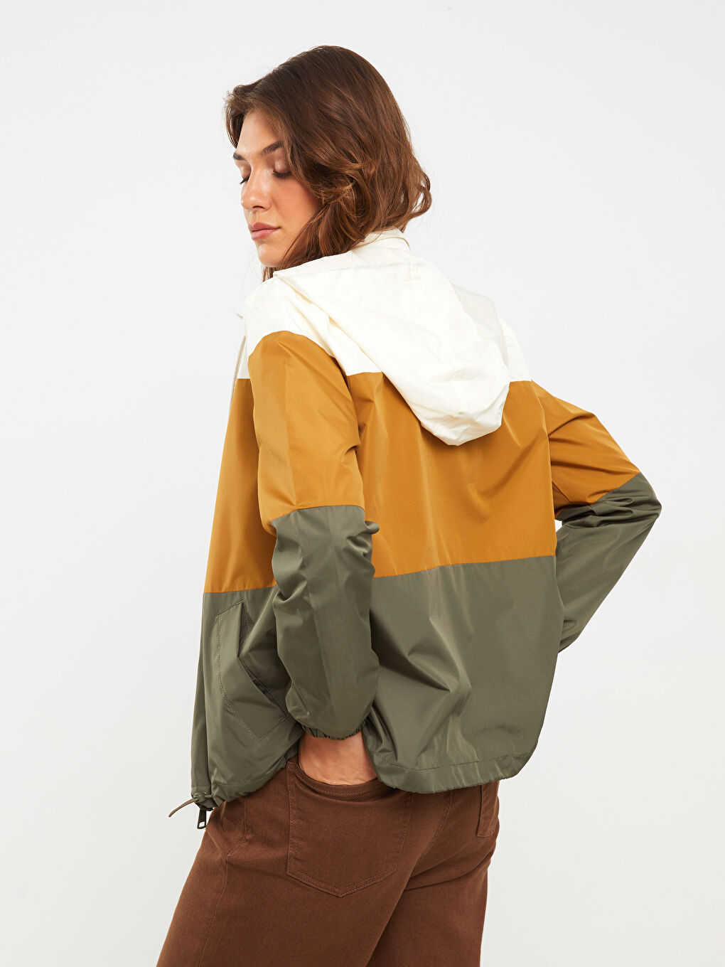 Hooded Color Block Women's Raincoat-6
