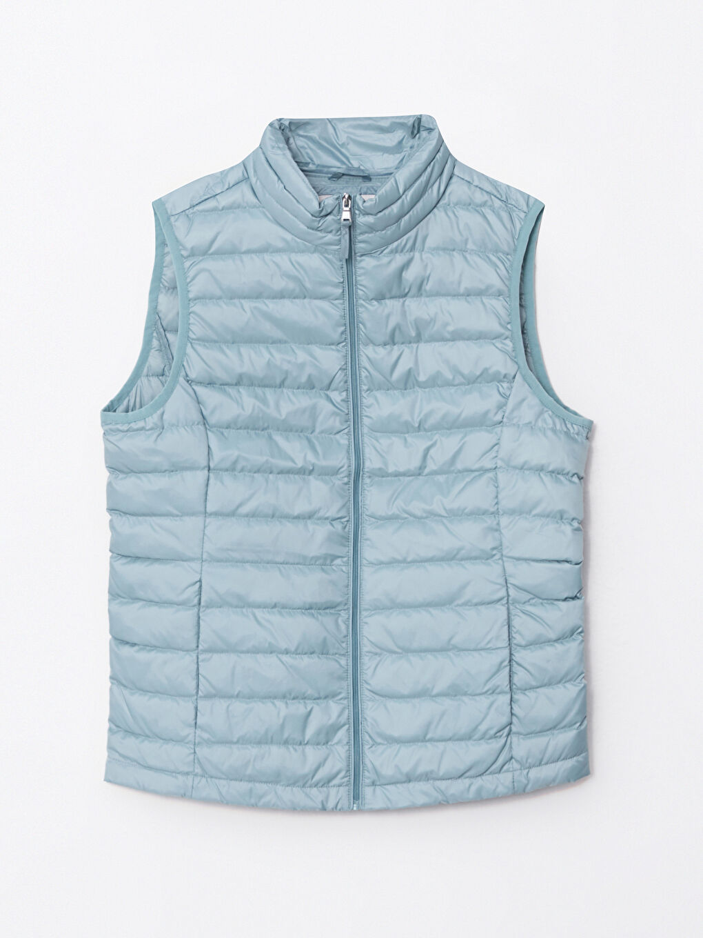 Women's Funnel Neck Plain Puffer Gilet-5