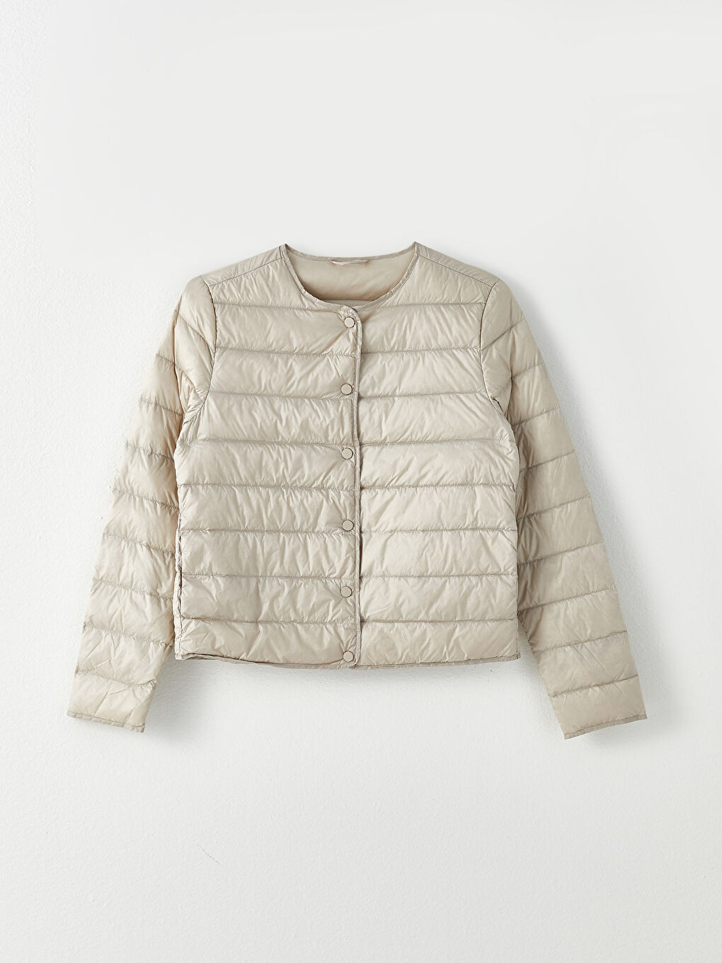 Manteau Duvet Femme à Col Rond, Coupe Droite, Manches Longues-6