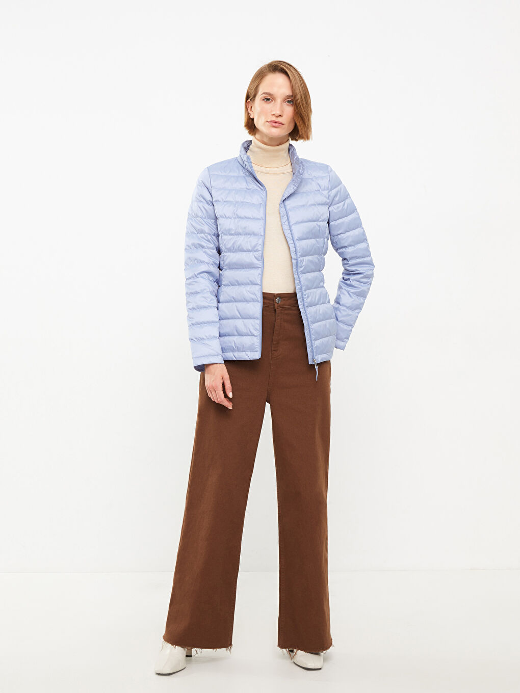 LCWAIKIKI Classic Trichterkragen Regulär Langarm Steppmantel für Damen -W20083Z8-DHD