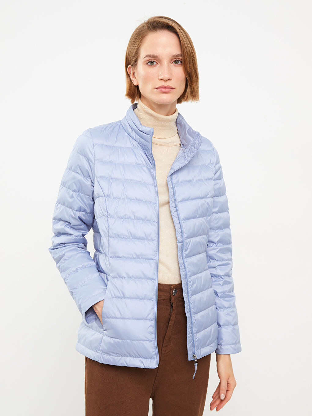 LCWAIKIKI Classic Trichterkragen Regulär Langarm Steppmantel für Damen -W20083Z8-DHD