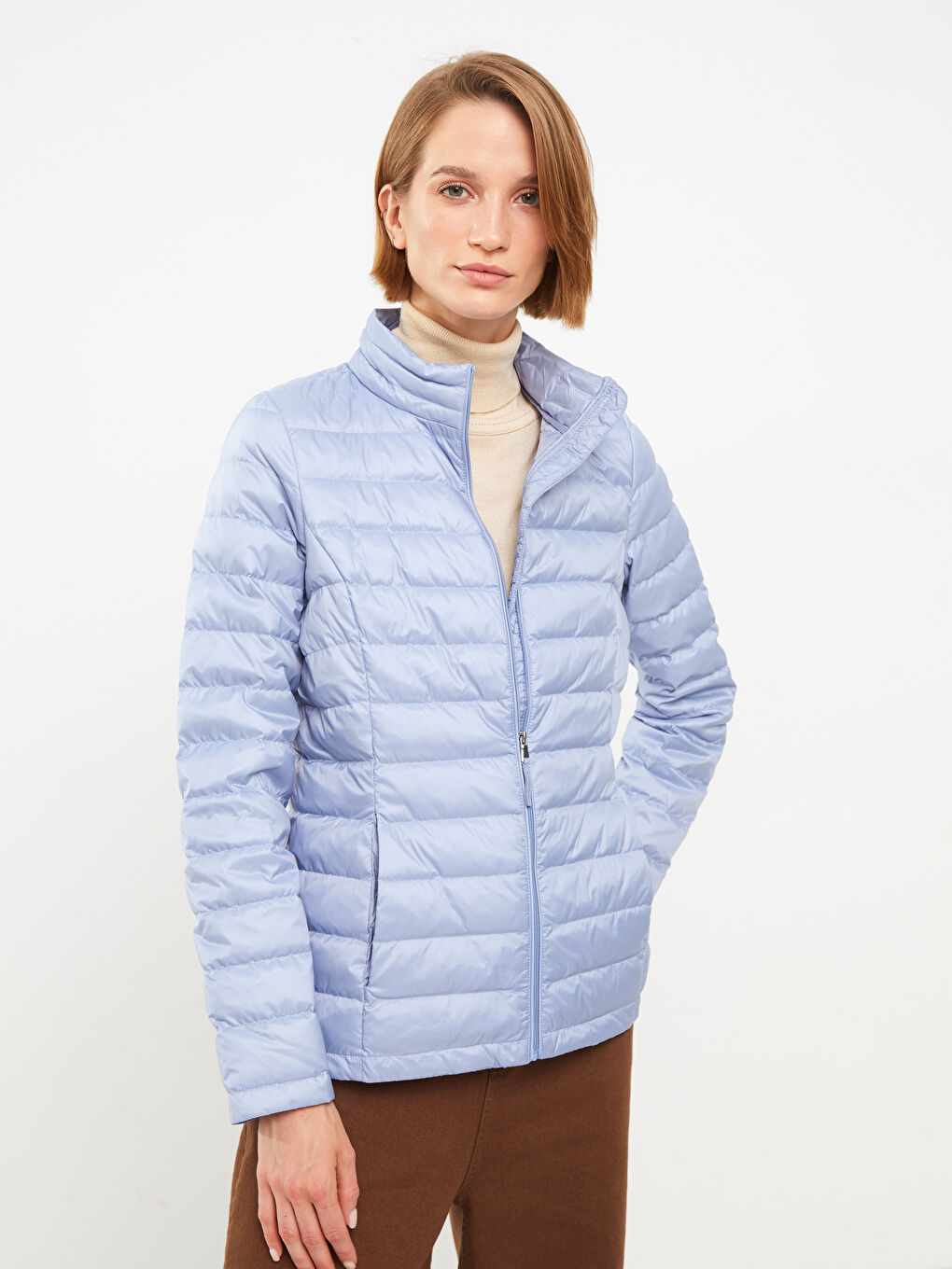 LCWAIKIKI Classic Trichterkragen Regulär Langarm Steppmantel für Damen -W20083Z8-DHD