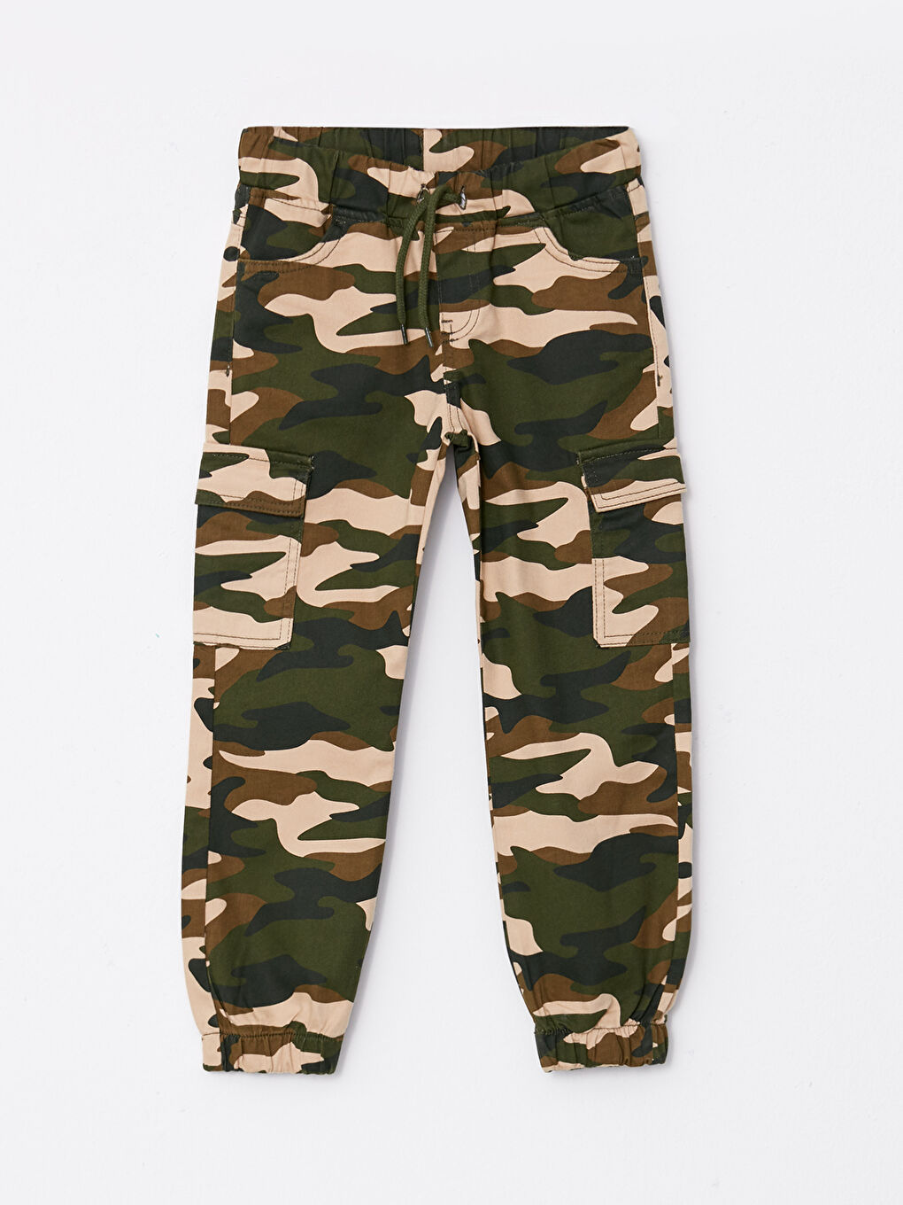 Elastic Waist Camouflage Patterned Gabardine Boy Cargo Pants -W20094Z4-LRR