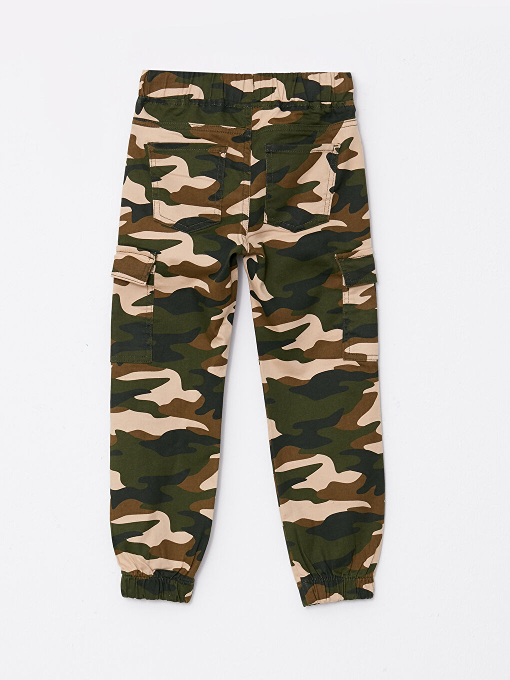 Elastic Waist Camouflage Patterned Gabardine Boy Cargo Pants -W20094Z4-LRR