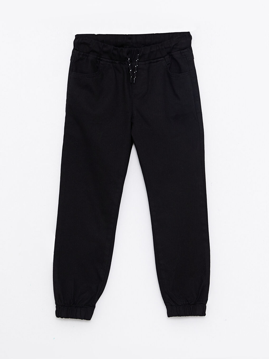 Siyah Beli Lastikli Basic Gabardin Erkek Çocuk Jogger Pantolon