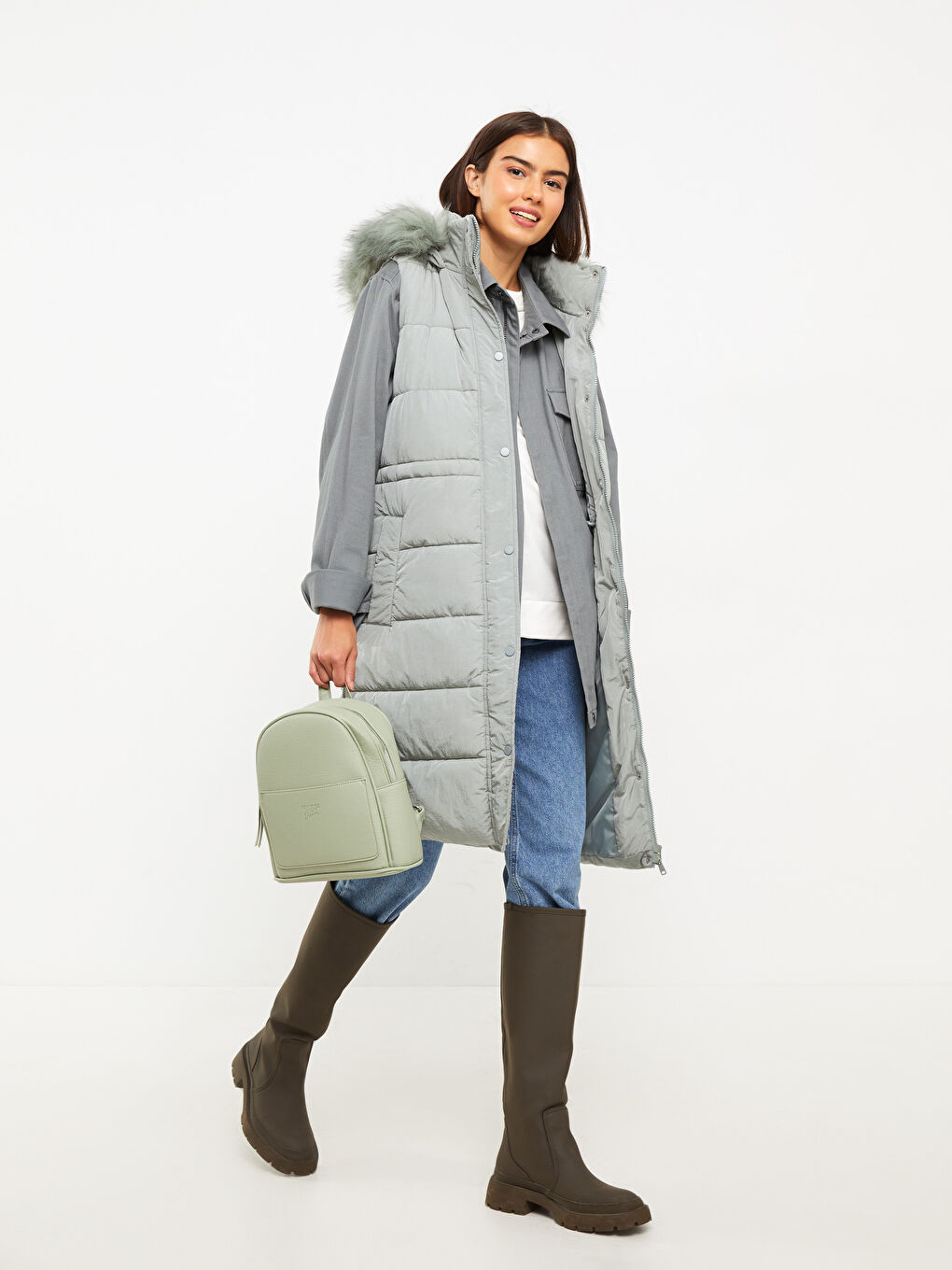 Women's Hooded Plain Puffer Gilet