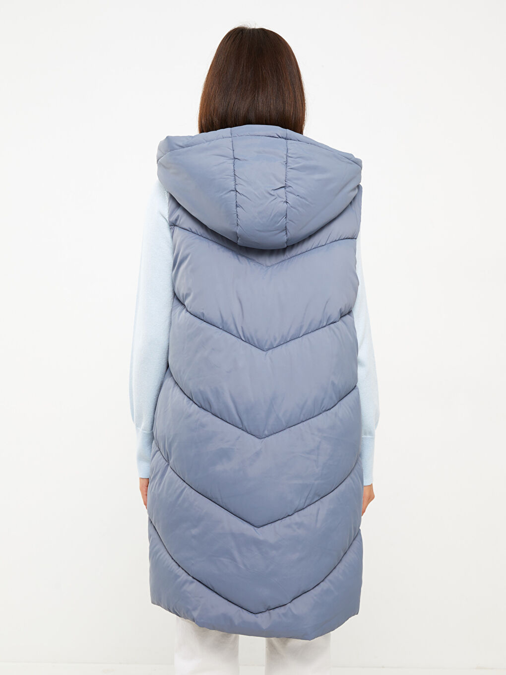 Vestă matlasată pentru Femei cu glugă, simplă-5