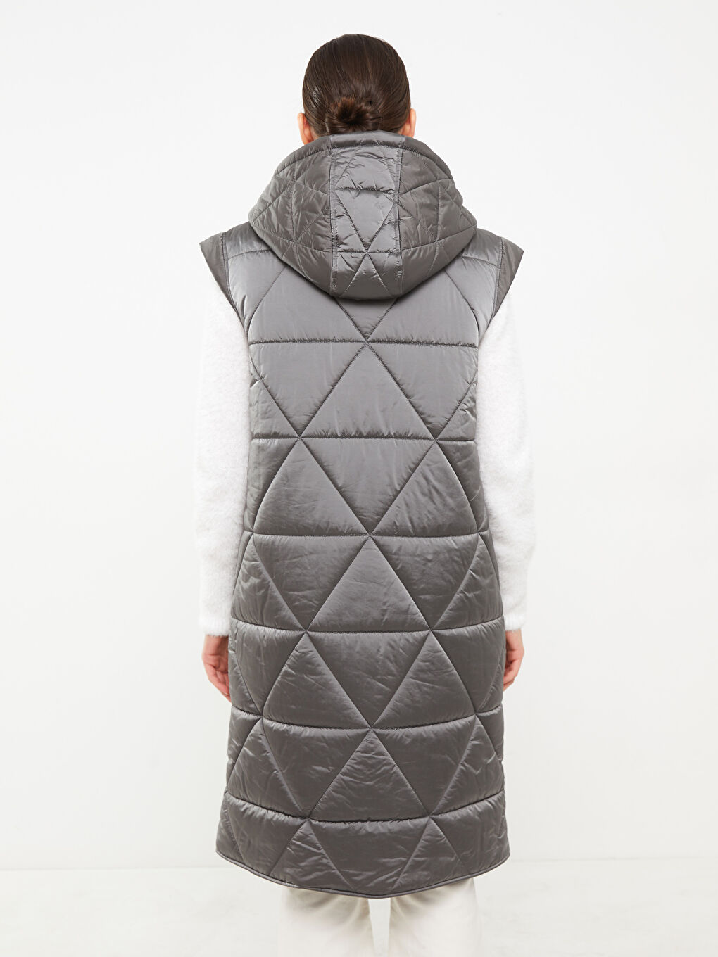 LCW Modest Hooded Collar Quilted Patterned Women's Inflatable Vest -W20104Z8-S40