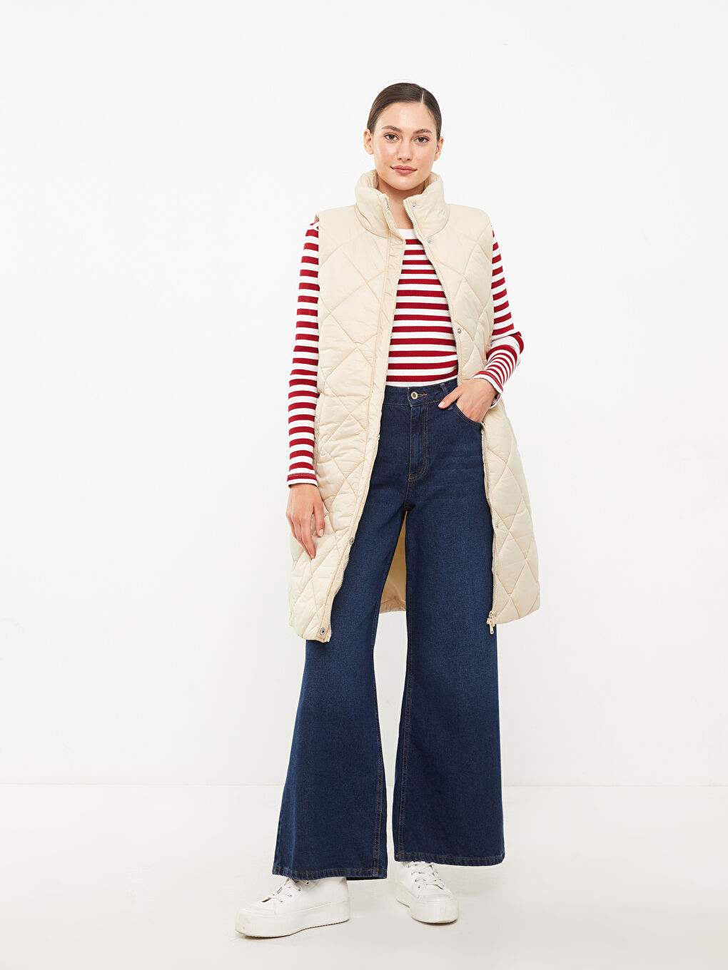 LCW Modest Funnel Neck Quilted Women's Puffer Gilet -W20105Z8-S36