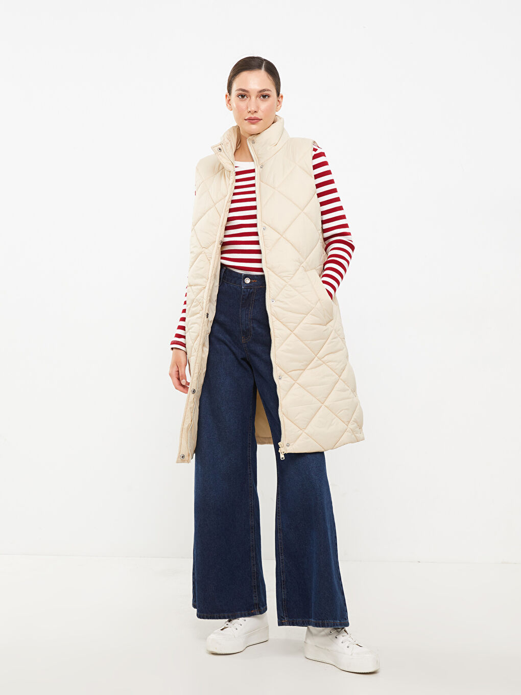 LCW Modest Funnel Neck Quilted Women's Puffer Gilet -W20105Z8-S36