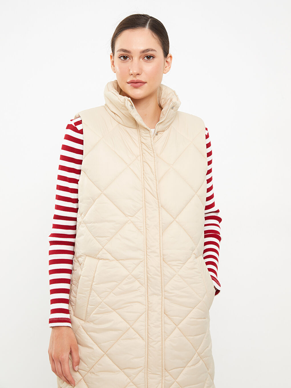 LCW Modest Funnel Neck Quilted Women's Puffer Gilet -W20105Z8-S36