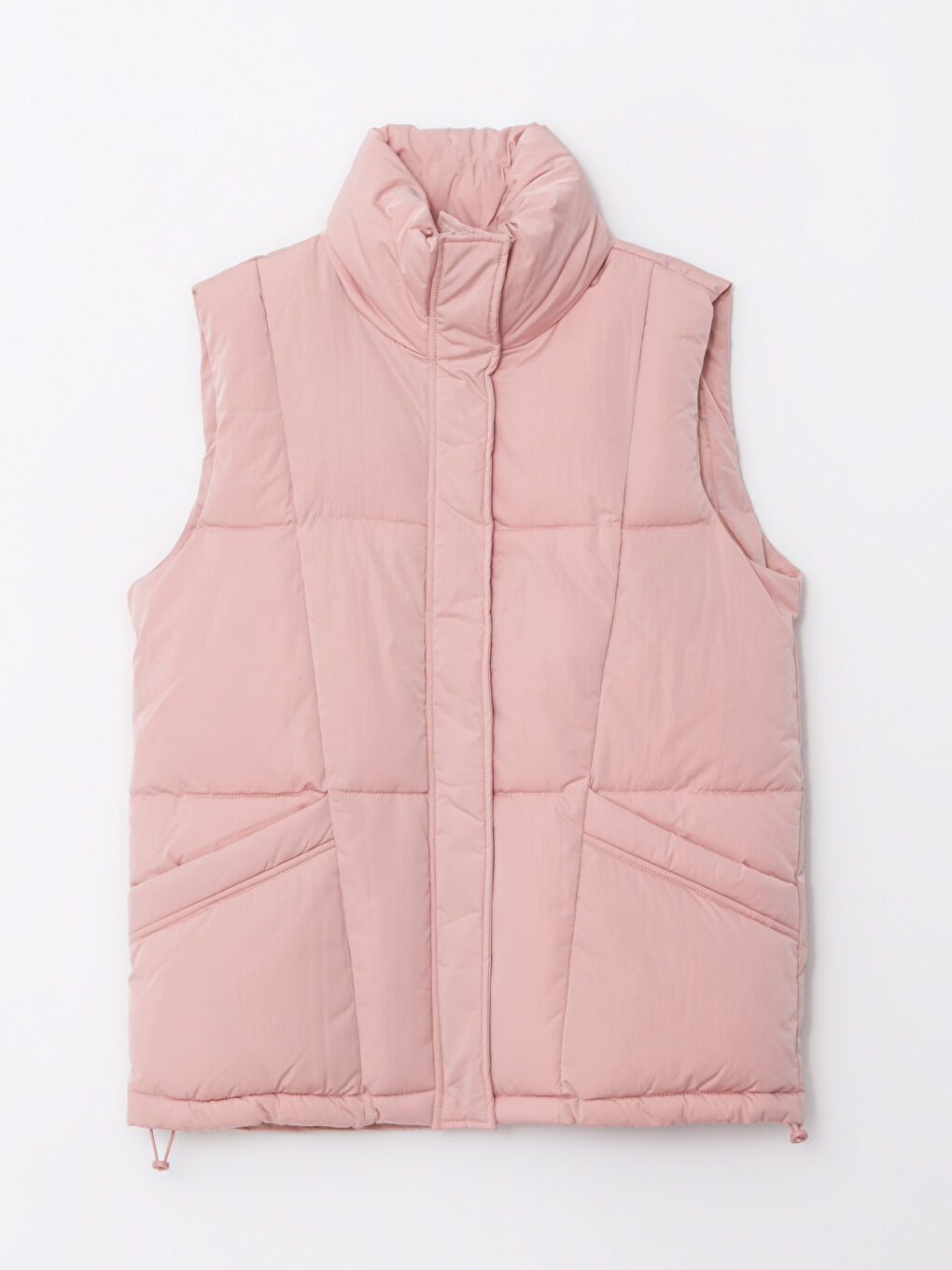 Women's Funnel Neck Plain Puffer Gilet-6
