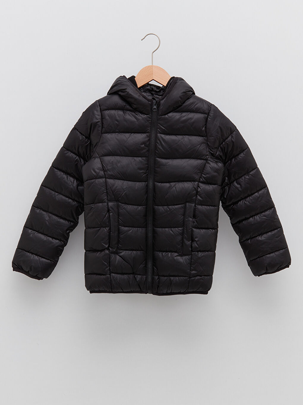 Hooded Basic Long Sleeve Girl Puffer