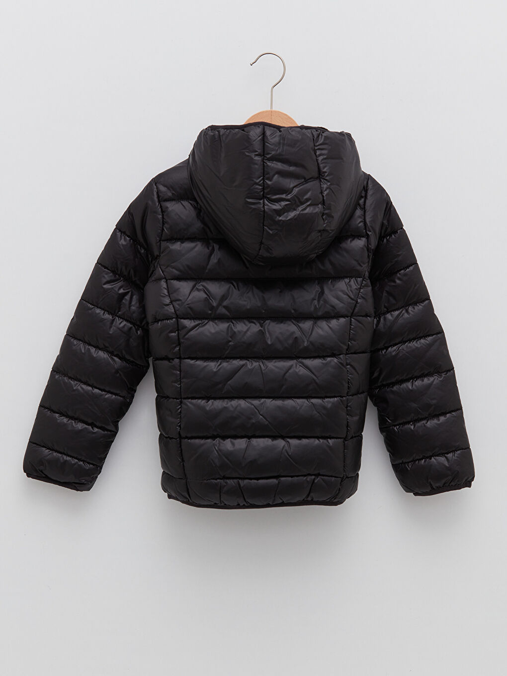 Hooded Basic Long Sleeve Girl Puffer-1