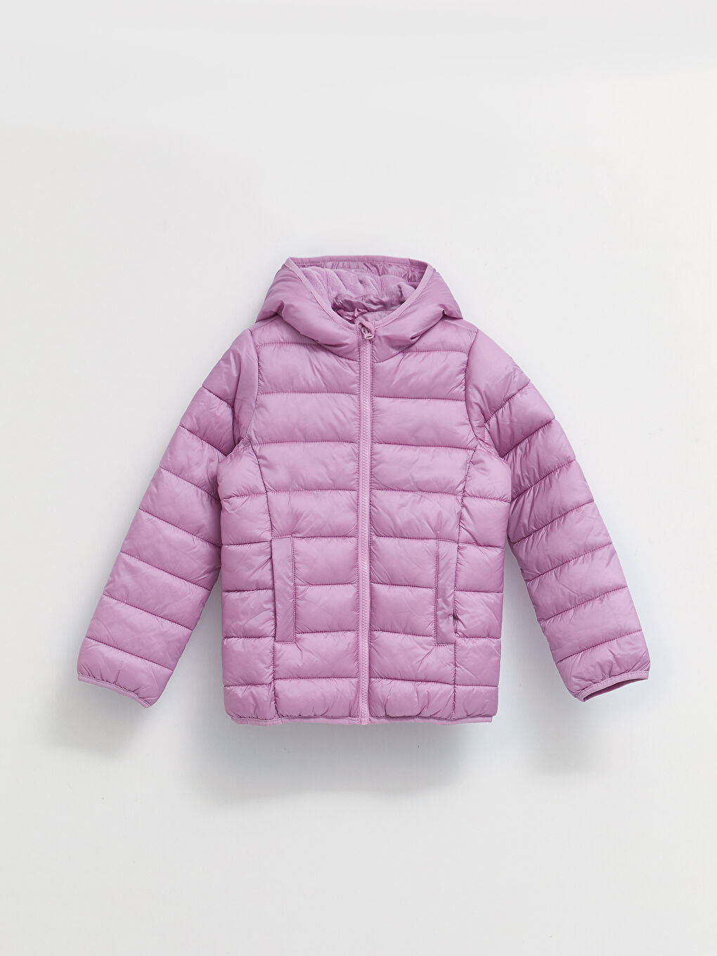 Hooded Basic Long Sleeve Girl Puffer-1