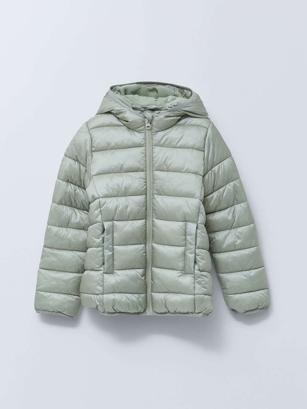 Hooded Basic Long Sleeve Girl Puffer-3