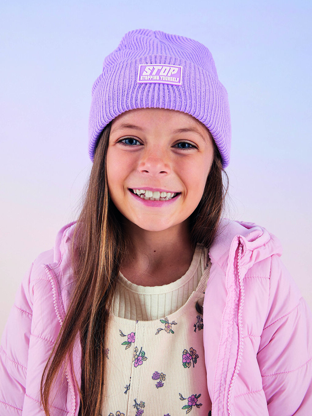 Hooded Basic Long Sleeve Girl Puffer-1