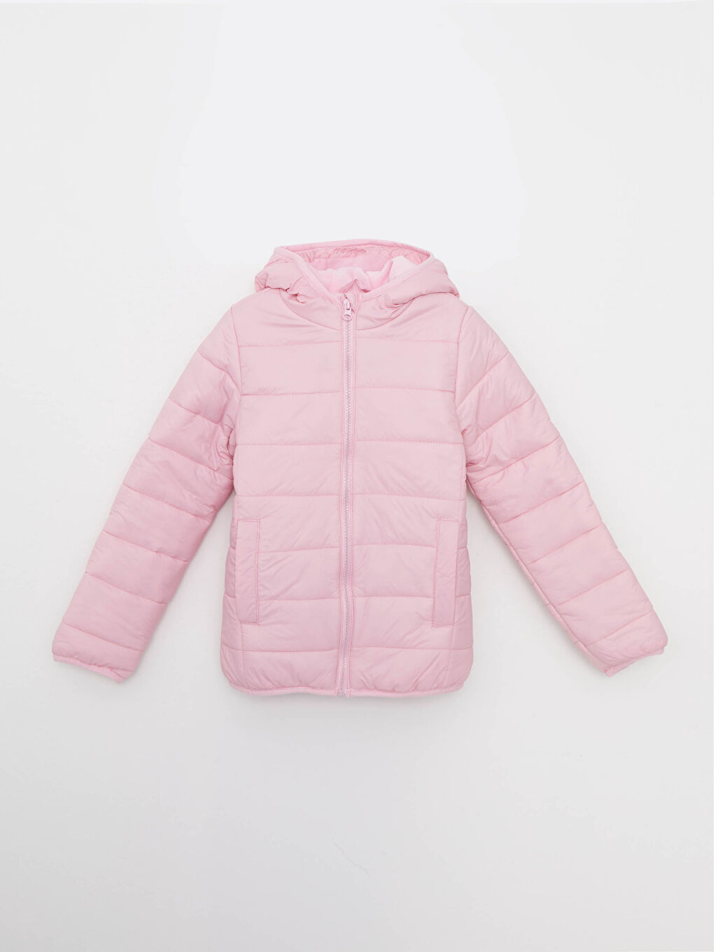 Hooded Basic Long Sleeve Girl Puffer-3