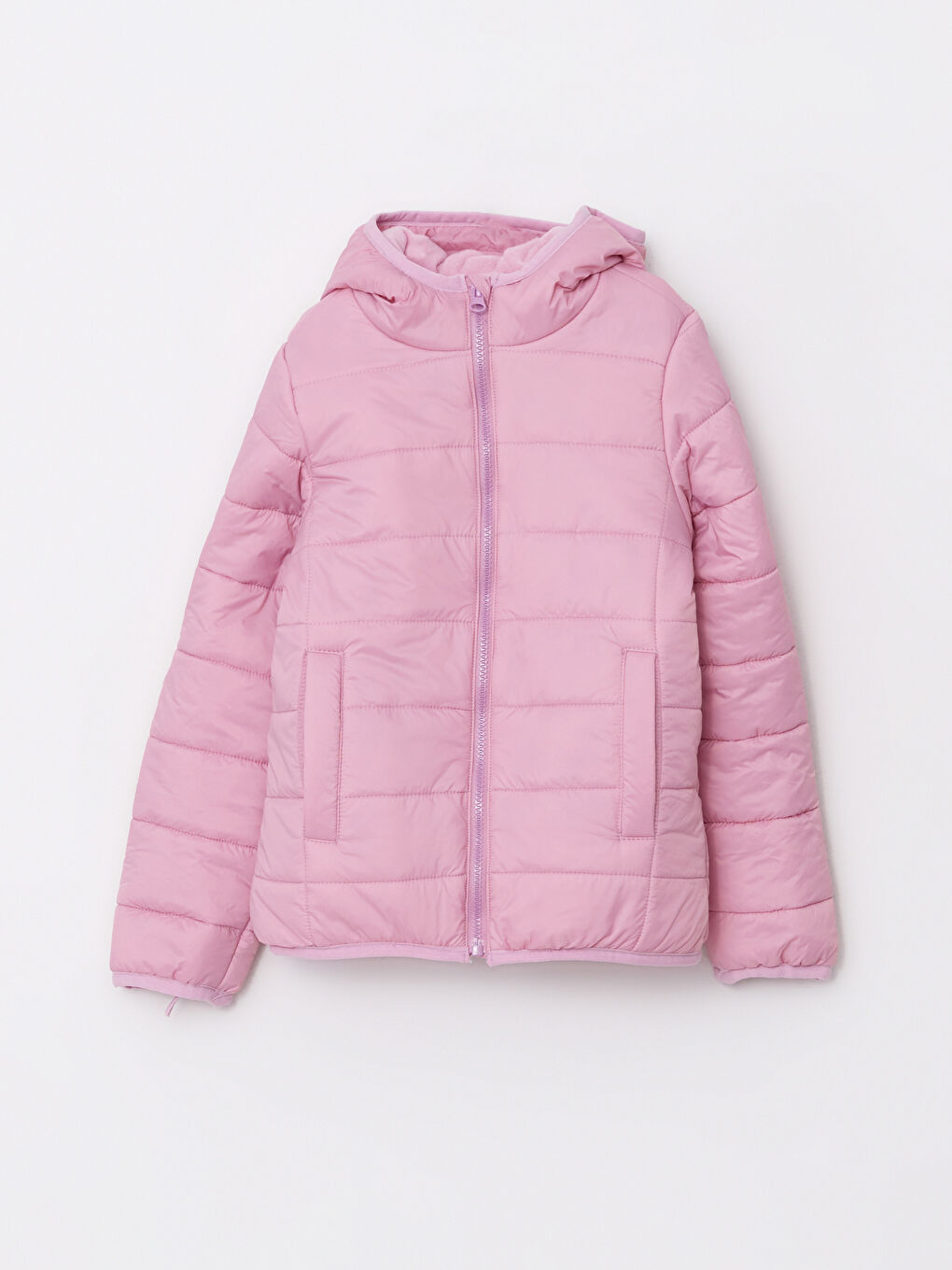 Hooded Basic Long Sleeve Girl Puffer
