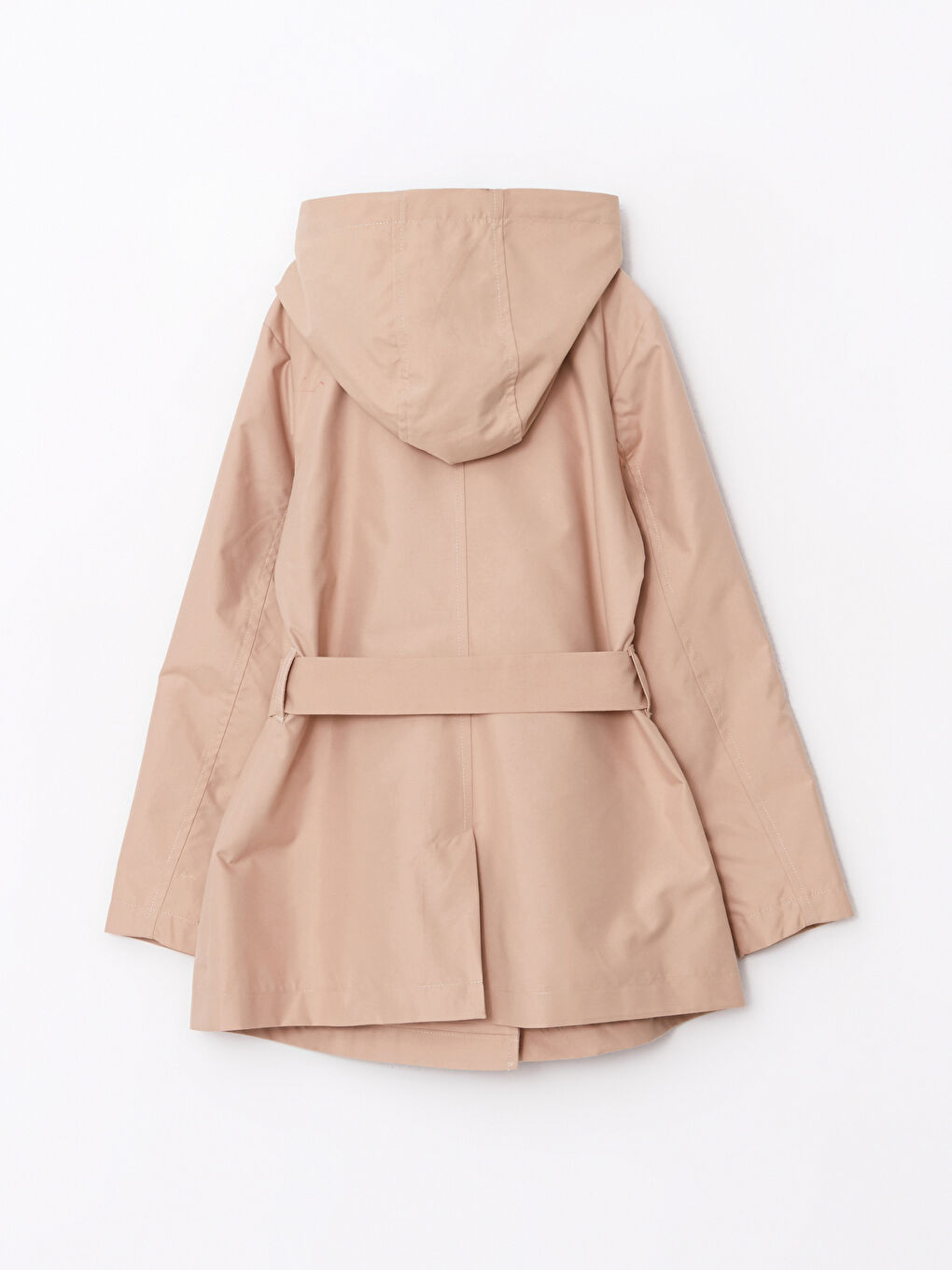 Bej Kapüşonlu Basic Kız Çocuk Trençkot-9