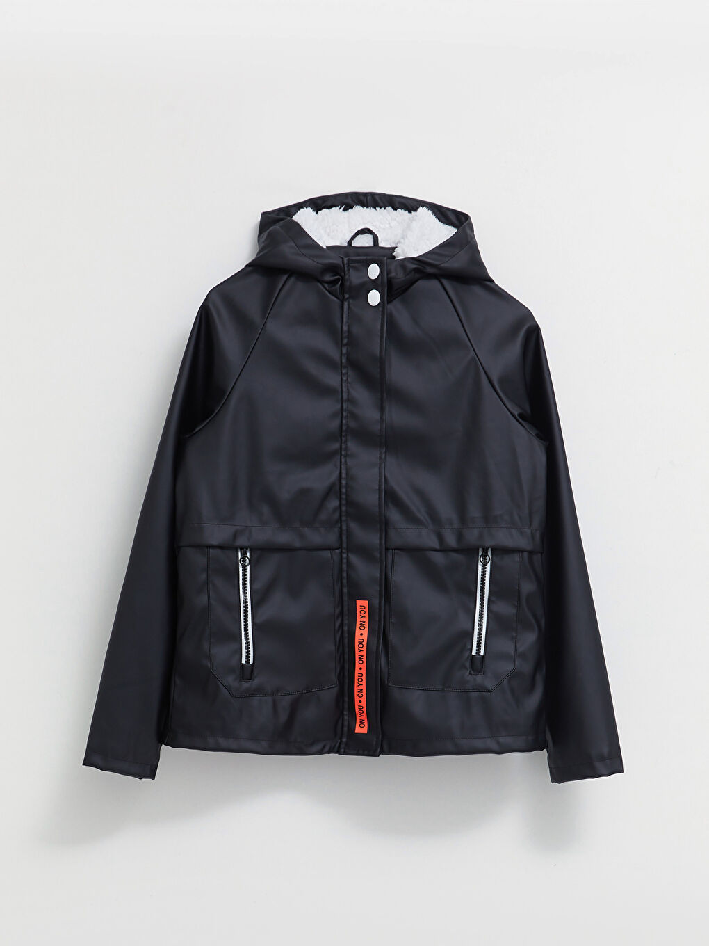 Пальто для девочек с капюшоном и принтом-5