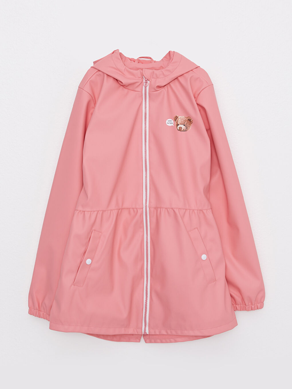LCW Kids Hooded Printed Girl Coat -W20136Z4-FNV