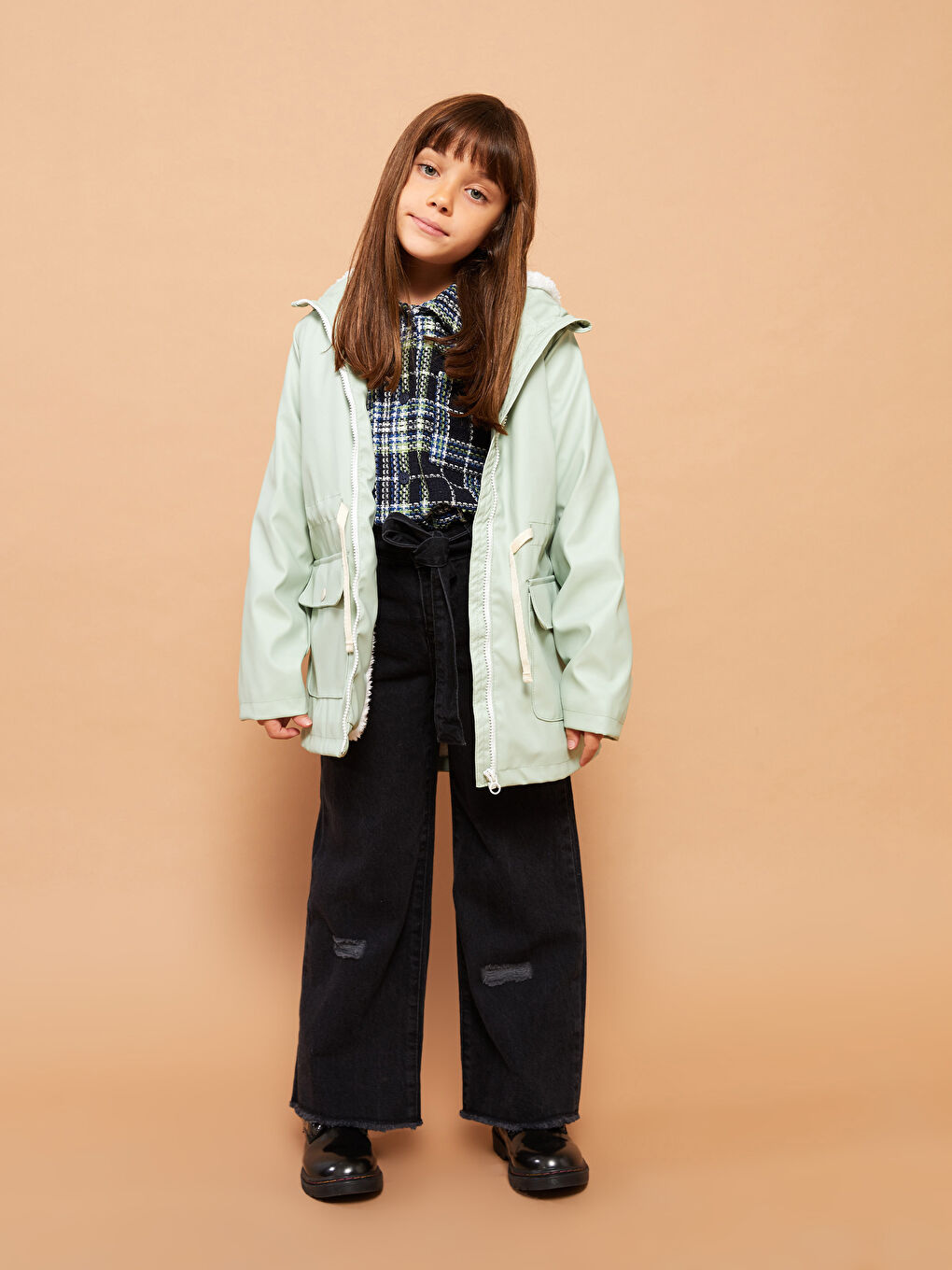 Hooded Basic Long Sleeve Girl Coat