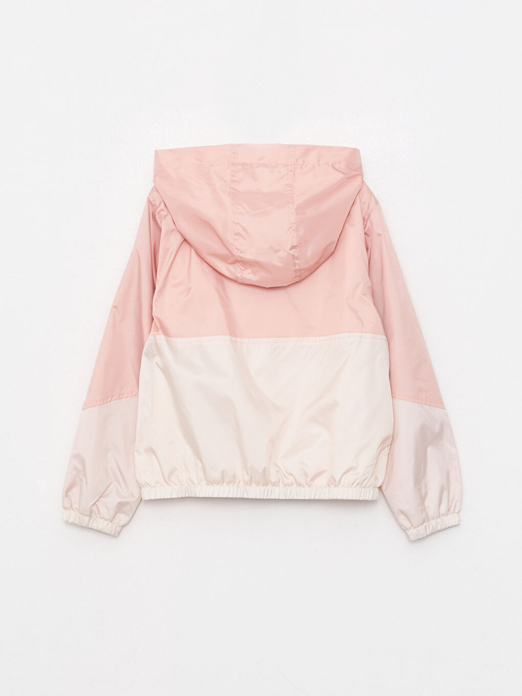 Pembe Kapüşonlu Renk Bloklu Kız Çocuk Kanguru Mont-1