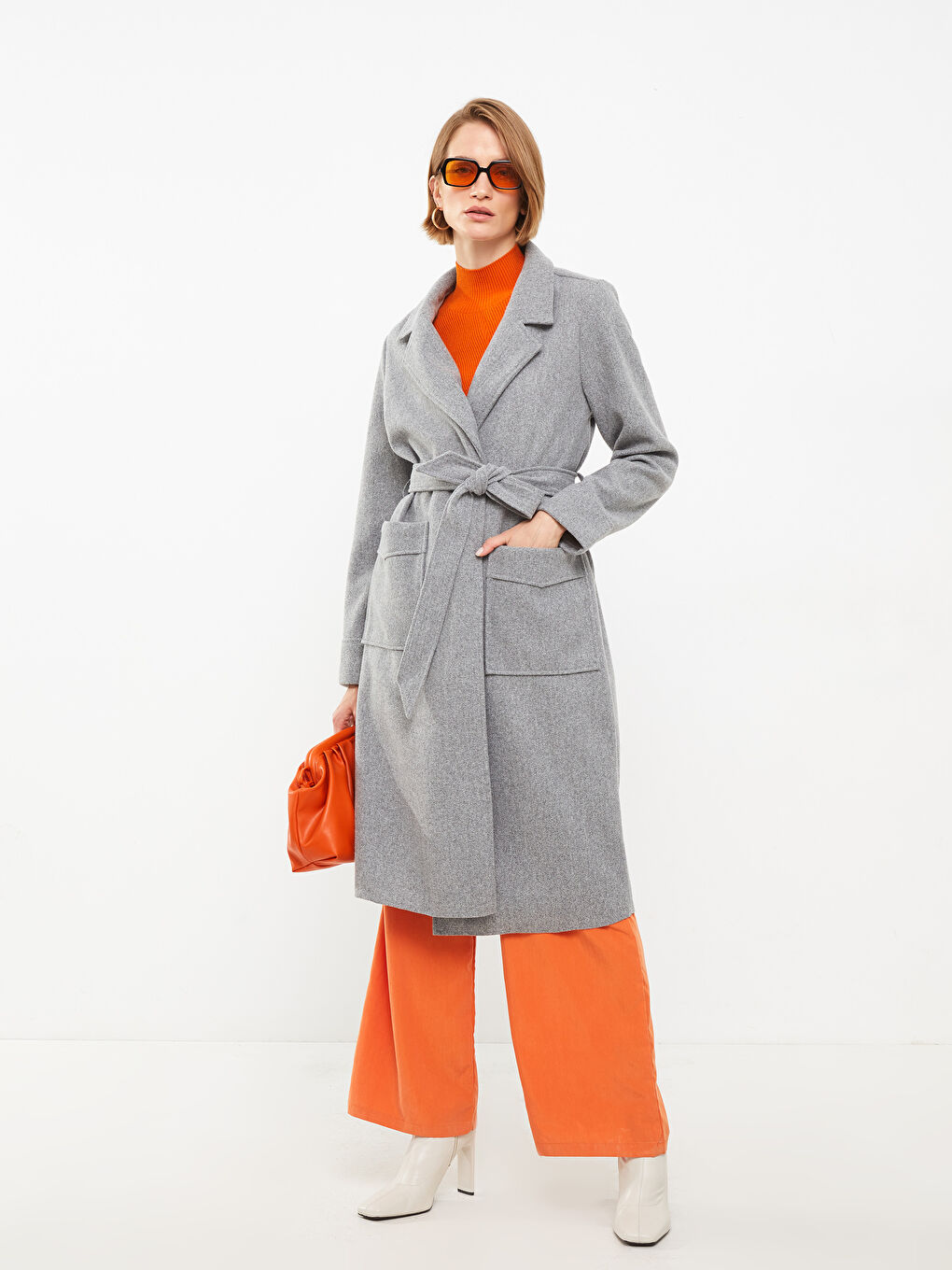 LCWAIKIKI Classic Jacket Collar Women's Cachet Overcoat -W20159Z8-LAL