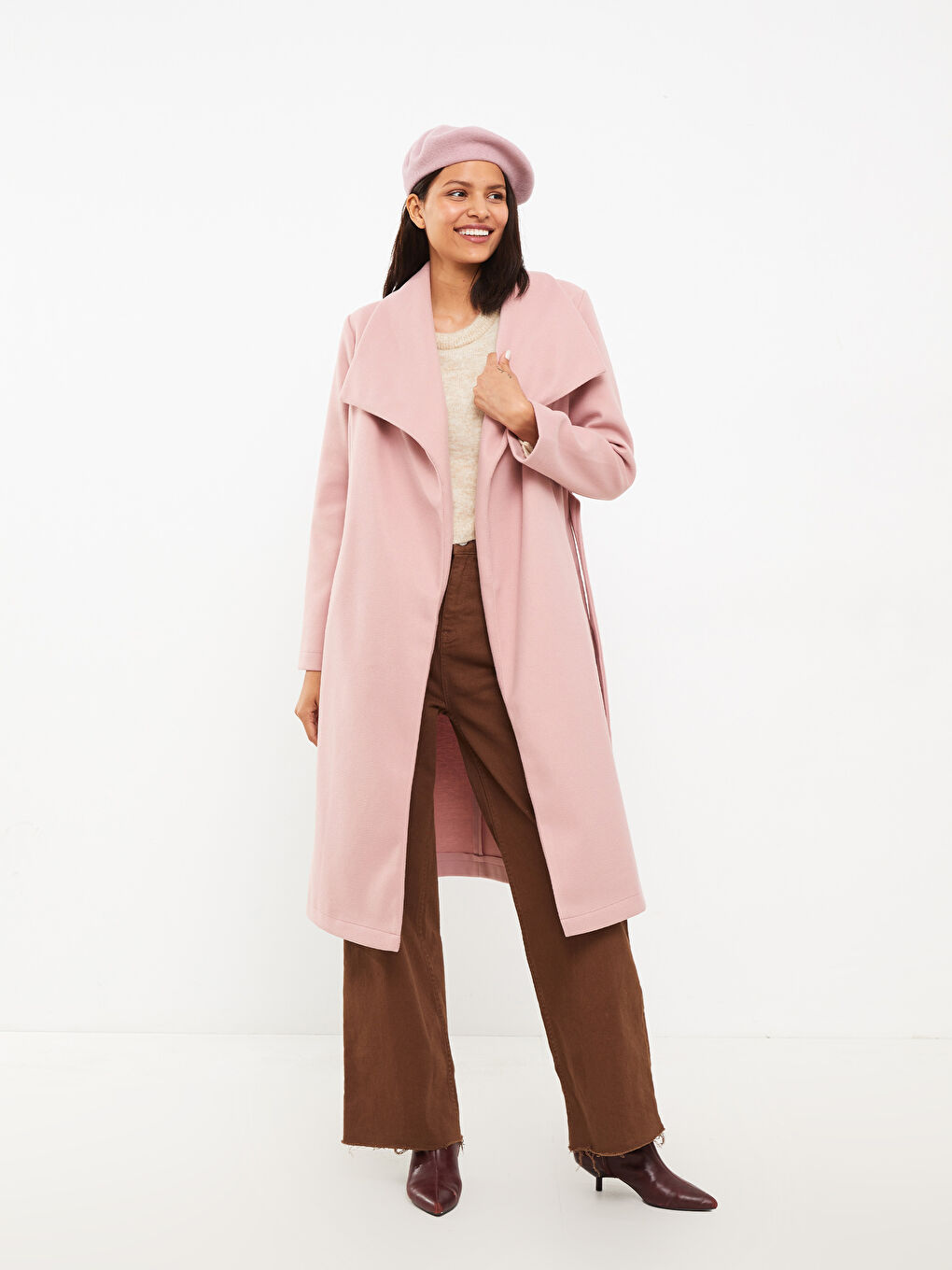 Shawl Collar Straight Long Sleeve Women's Cachet Coat-1