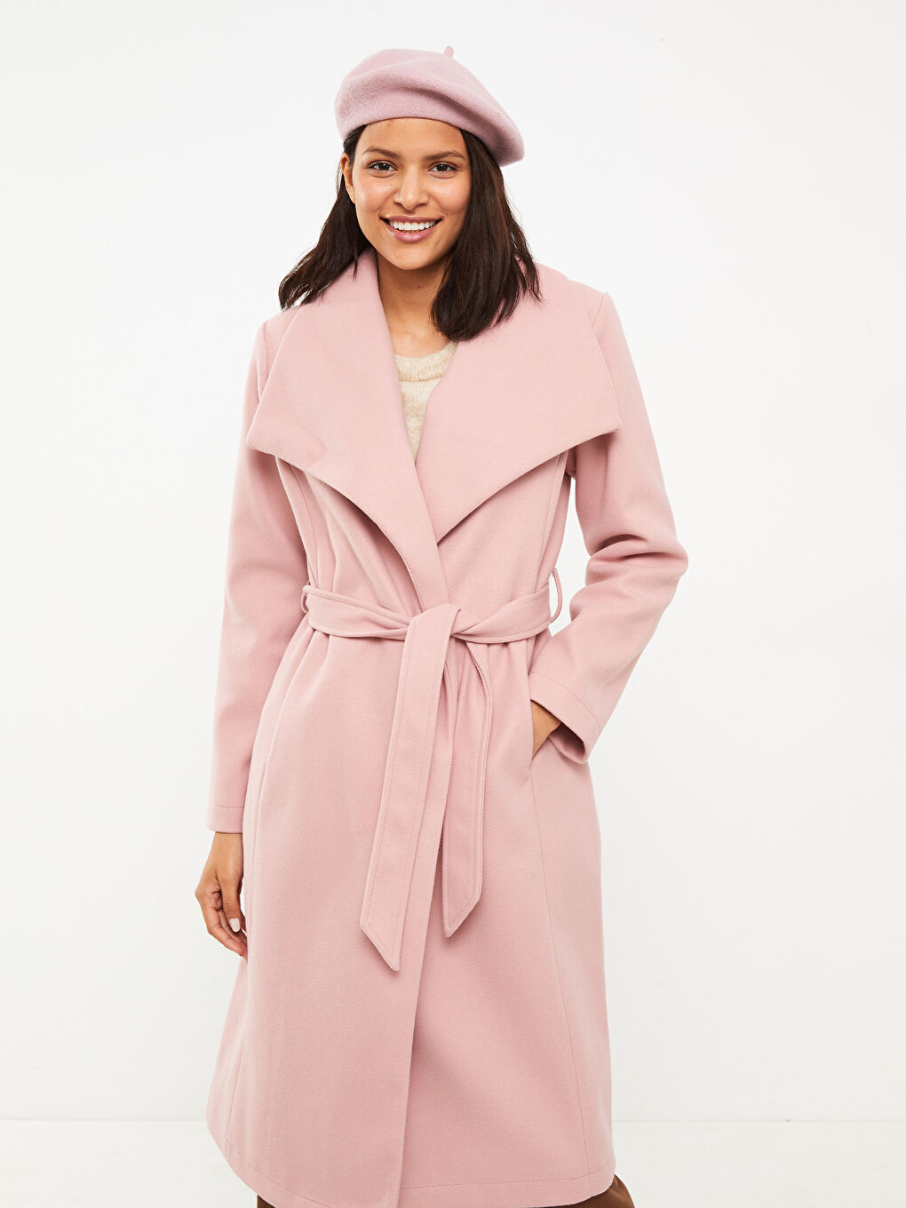 Shawl Collar Straight Long Sleeve Women's Cachet Coat-2